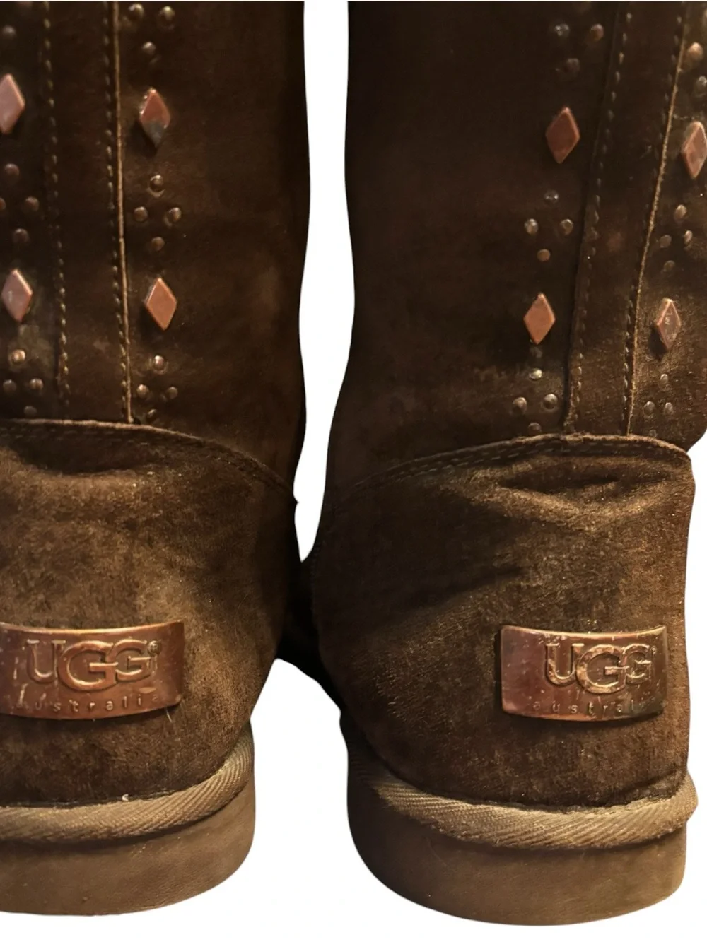 UGG Cosita Boots Sz 7 Brown Beaded Suede Shearling F3006F